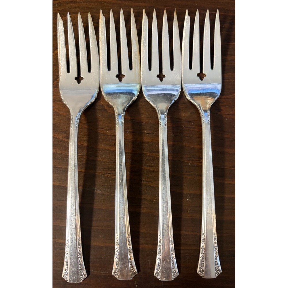 Oneida 1881 Rogers Floral Queen Silverplate Salad Forks Set of 4 Replacement